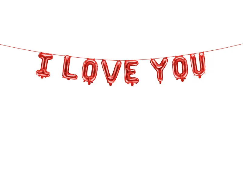 Folienballon Schriftzug I love you, 260×40 cm, rot