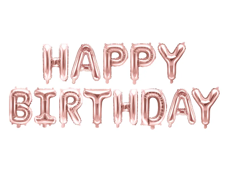 Folienballon Schriftzug Happy Birthday, 340x35cm, Rosegold