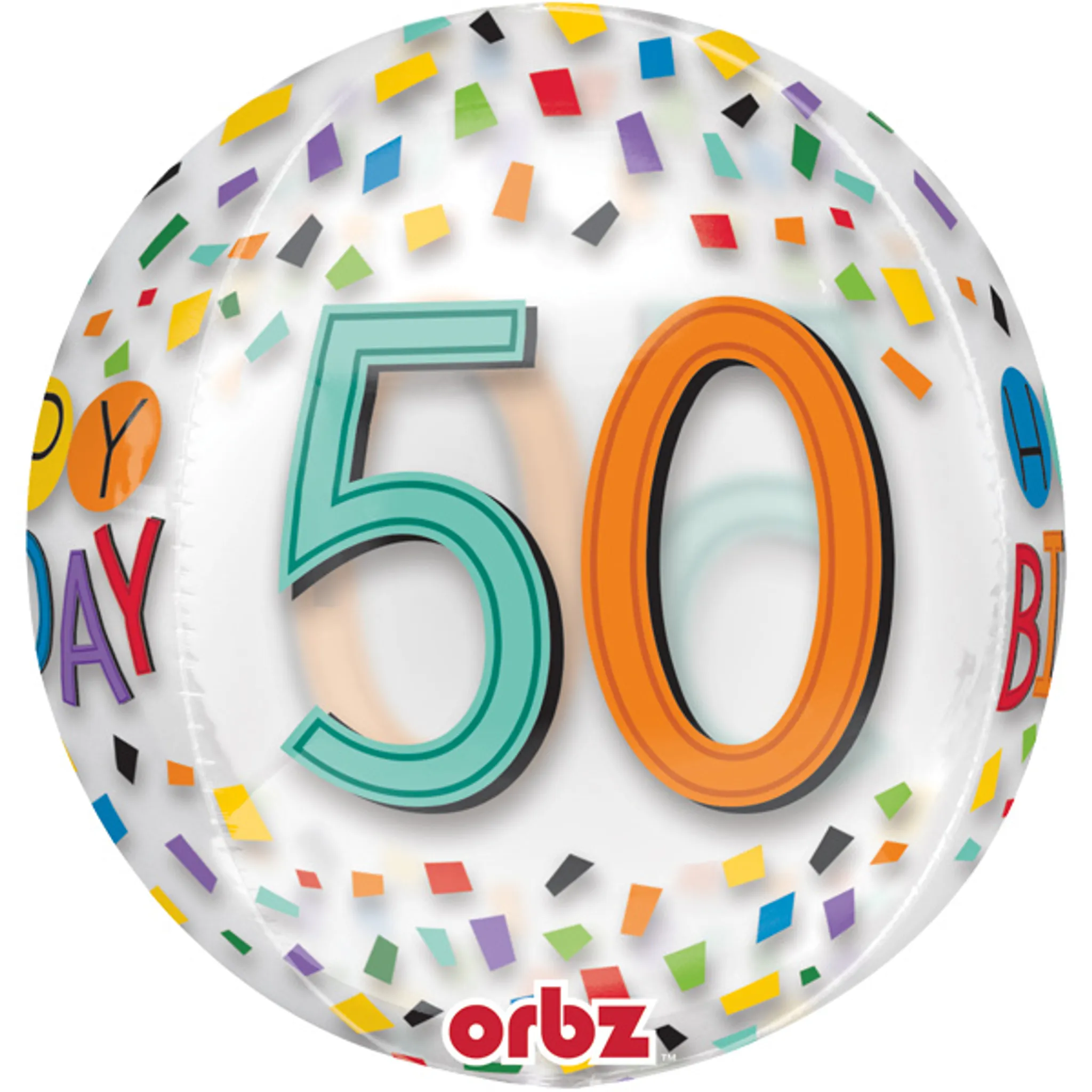Folienballon Happy Birthday 50 Geburtstag 38 x 40 cm 3D