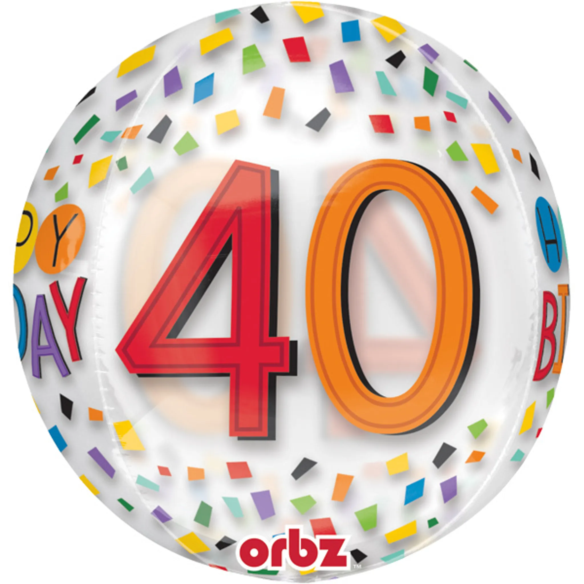 Folienballon Happy Birthday 40 Geburtstag 38 x 40 cm 3D