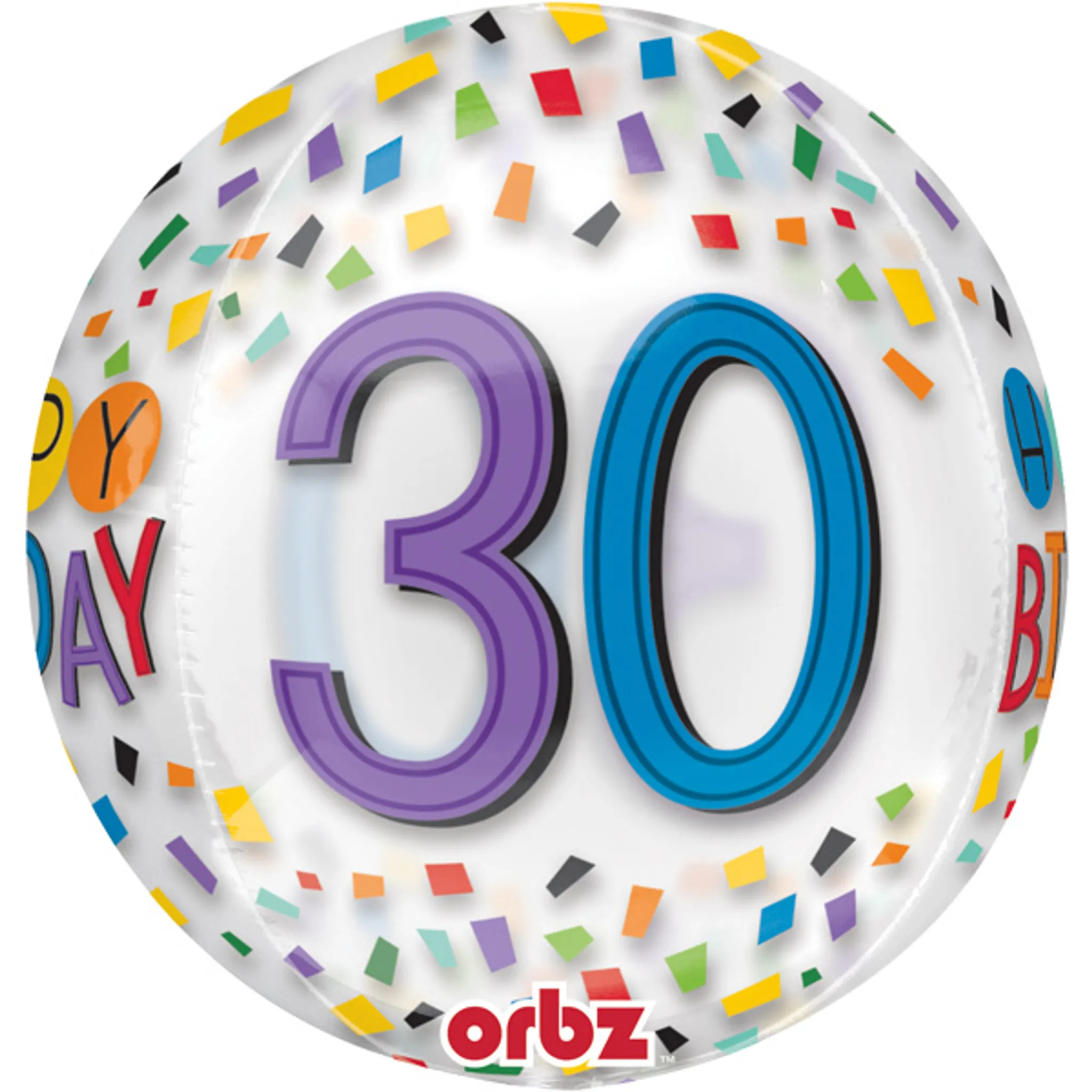 Folienballon Happy Birthday 30 Geburtstag 38 x 40 cm 3D