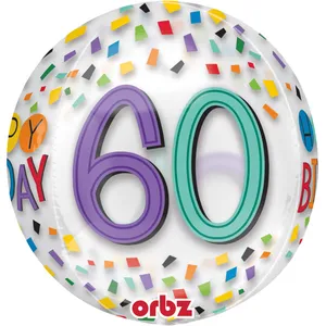 Folienballon Happy Birthday 60 Geburtstag 38 x 40 cm 3D