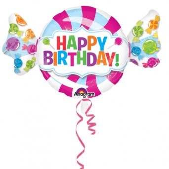 Folienballon, Happy Birthday Sweet Candy 101x23cm