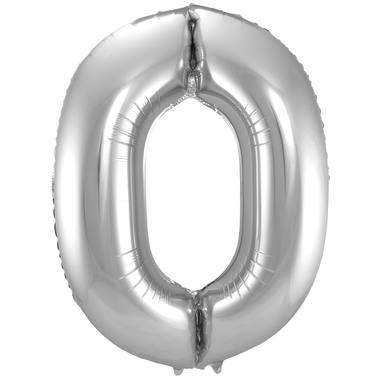 Luftballon Zahl 0 Silber Folie 86cm