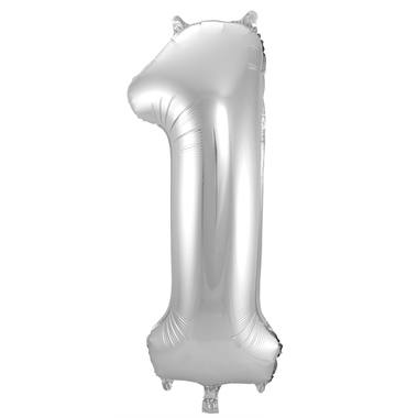 Luftballon Zahl 1 Silber Folie 86cm