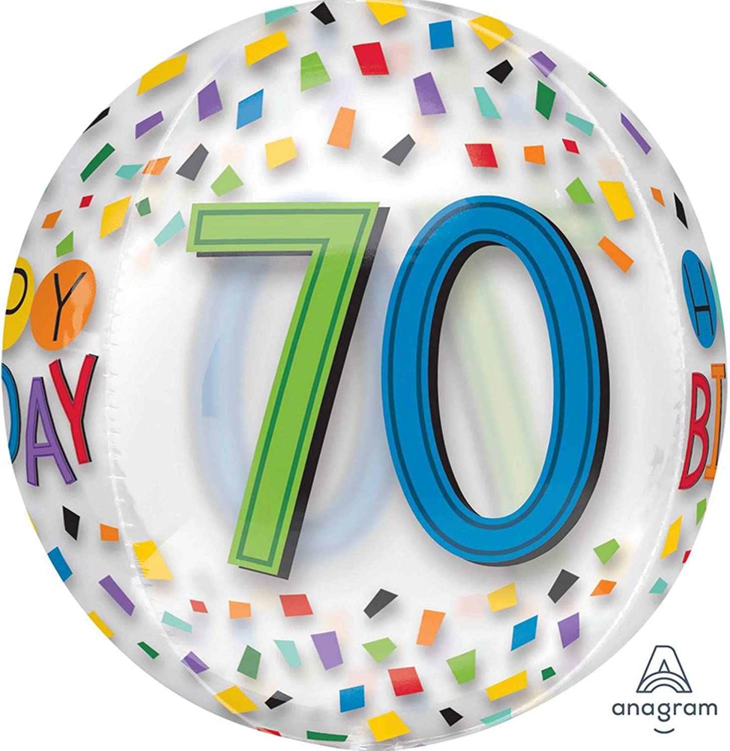 Folienballon Happy Birthday 70 Geburtstag 38 x 40 cm 3D
