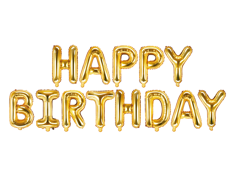 Folienballon Schriftzug Happy Birthday, 340x35cm, Gold