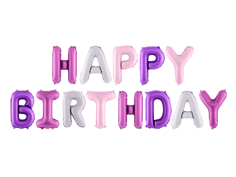 Folienballon Schriftzug Happy Birthday, 340x35cm, Mix