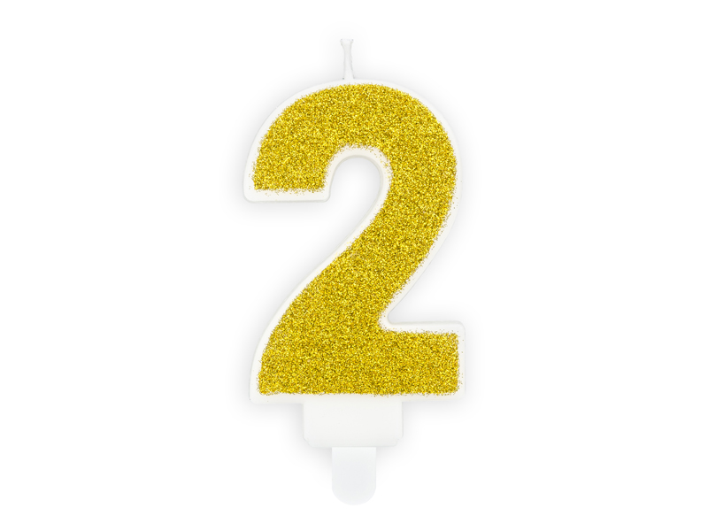Geburtstagskerze Ziffer ”2”, gold, 7 cm