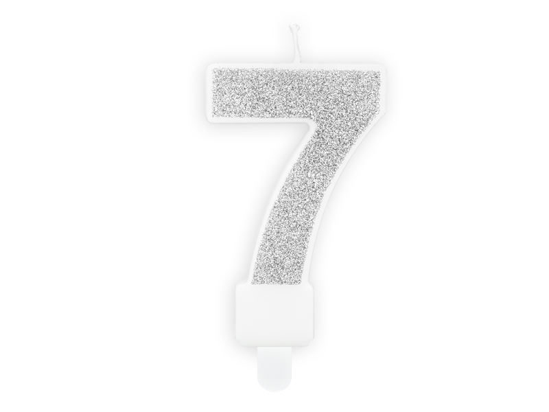 Geburtstagskerze Ziffer ”7”, silber, 7cm