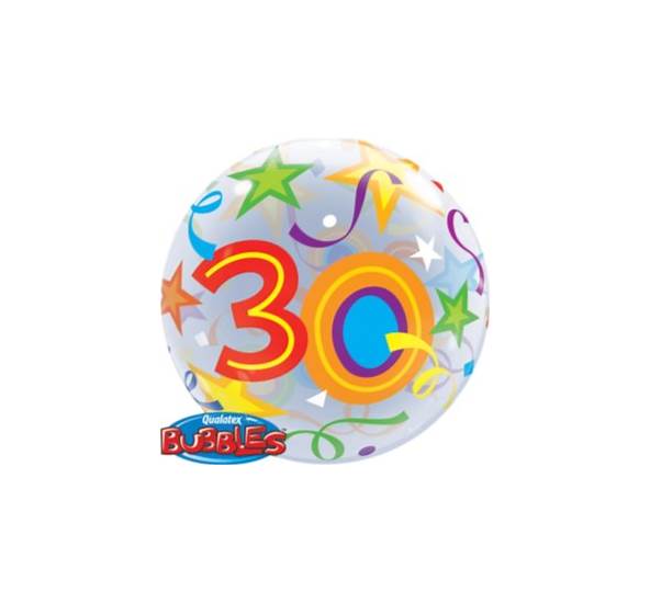 Bubbles Ballon Zahl 30, Ø 56 cm